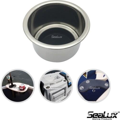 Sealux Drink Holder With Drain Stainless Steel 304 High Polished for Boat Yacht