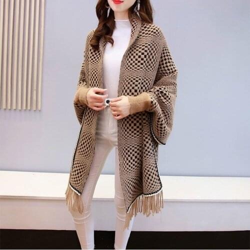 Autumn and winter ladies temperament new imitation mink fleece shawl scarf cloak coat tassel cardigan western casual top