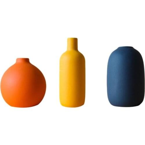 Modern Ceramic Flower Container Personalized Vase for Artificial Flower Orange Blue Yellow