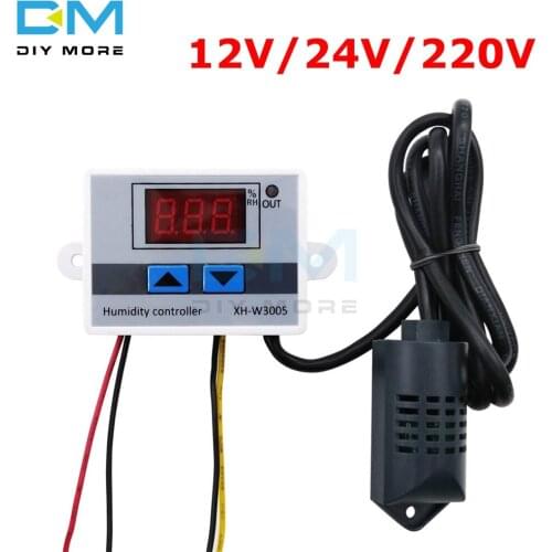 LED Digital Humidity Controller DC 12V/24V AC 110V-220V Hygrometer Humidity Control Switch Hygrostat Humidity Sensor