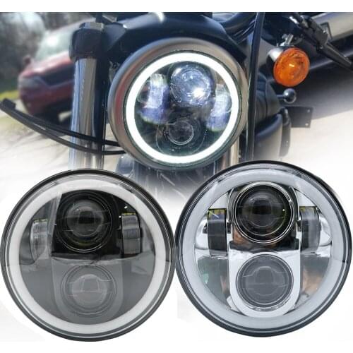 5.75 Inch Hi/Low beam Halo Angel Eyes LED Headlight For Harley Sportster 1200 883 Street 500 750 5-3/4" Projector Round Headlamp