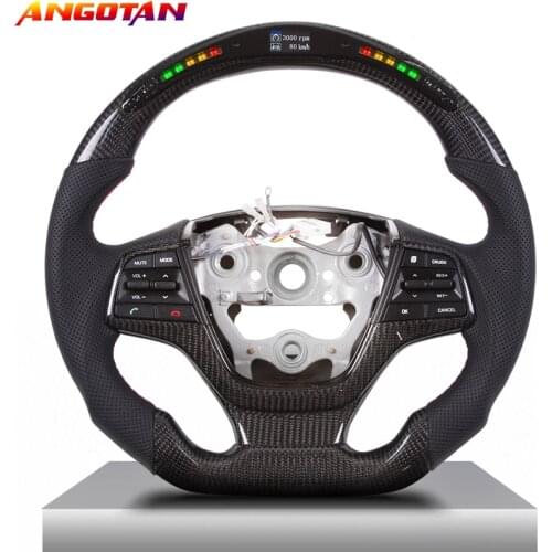 LED Perforated leather LED Carbon Fiber Steering Wheel Sprort Car volante esportivo Fit For Hyundai Elantra