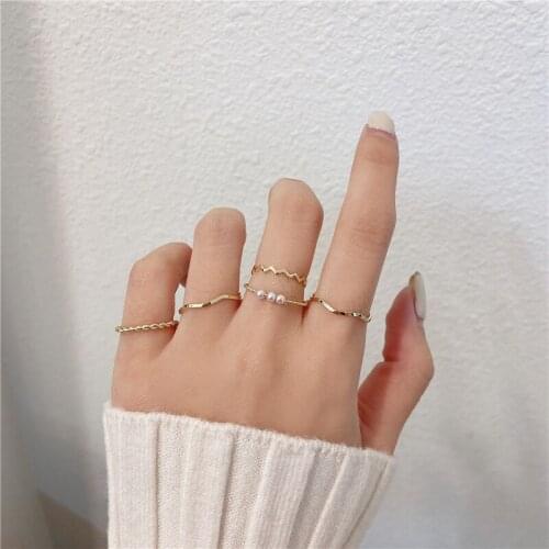 Hip Hop Metal Geometry Circular Punk Rings Set Index Finger Accessories Buckle Joint Tail Ring for Women Jewelry Gift New/5pc