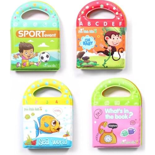 Cute Cartoon Animal English EVA Waterproof Baby Bath Handle Book Educational Picture Album