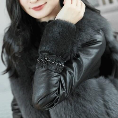 Brand Designer Womens Winter Autumn Turtleneck Sweaters Fur Cotton Warm PU Leather Patchwork Sweater Knitted Pullovers NS53