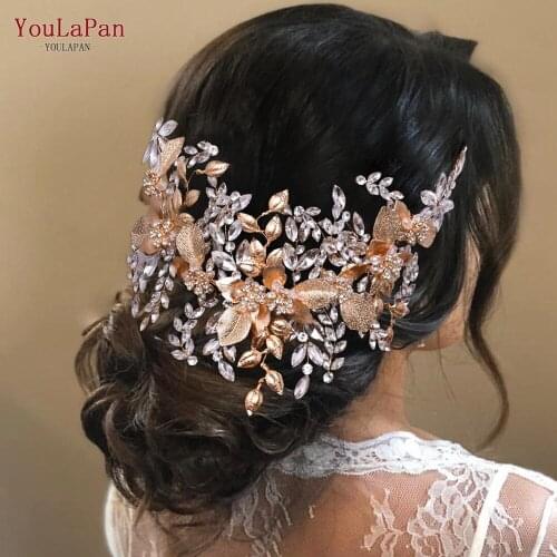 YouLaPan HP391-G Luxury Bridal Headband Handmade Rhinestone Tiara Hot Sale Women Headpiece Wedding Hair Jewelery