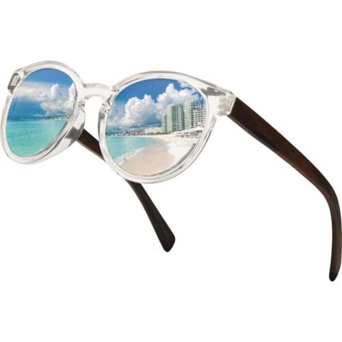 Ablibi Mirrored Wood Glasses for Men Womens Polarized Sunglasses 100%uv Round Sunglasses Wood Shade in Box lentes de