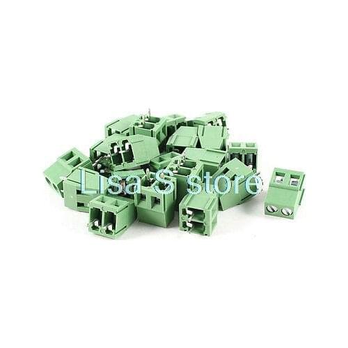 20pcs 2P 5mm Spacing PCB Mount Screw Terminal Block Connector 300V 10A AWG24-12