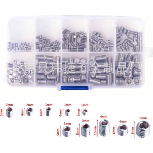 200pcs hexagon socket screw stainless steel hexagon socket set machine meter screw set boxed