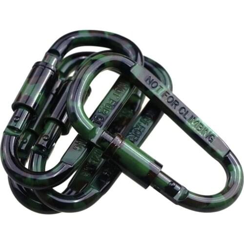 4Pcs 8CM D Type Carabiner Aluminum Alloy Spray Paint Camouflage Carabiner Buckle Key Ring Tactical Hanging Bag Buckle