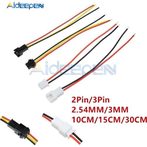 5 Pairs 2Pin 3Pin 2.54mm 3mm 10CM/15CM/30CM Connector Plug Male To Female Connectors Cable Wires For LED Strips Lamp Driver