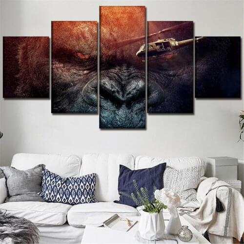 No Framed Canvas 5Pcs Orangutan King Kong Animal Movie Wall Posters Paintings Home Decor Accessories Living Bedroom Decoration