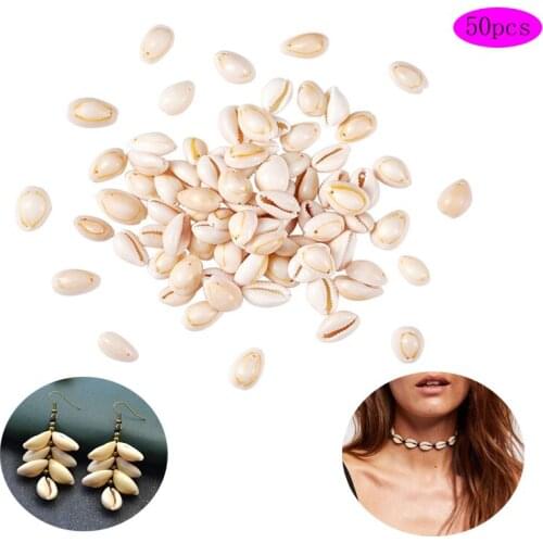 50Pcs Cowrie Shell Beads Natural Tiny Sea Spiral Seashells Charms for DIY Jewelry Making Crafts Fish Tank Vase Filler Decor