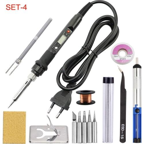 80W Electric Soldering Iron With Sleep Function 110V 220V Temperature Adjustable LCD Soldering Iron Set On-Site Repair Soldering