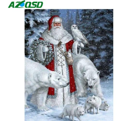 AZQSD Christmas 5D Diamond Painting Santa Claus Rhinestones Pictures Diamond Art Kits Full Drill Cross Stitch Needlework Gift