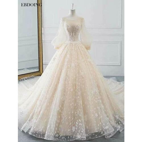 Vestidos De Novia Ball Gown Wedding Dress Scoop Neckline Sexy Backless Chapel Train Bride Dress Plus Size Wedding Grow