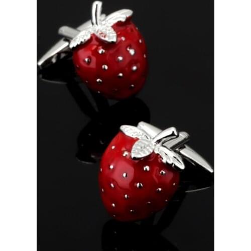Free shipping, new red fruit strawberry Cufflinks fashion mens shirt Cufflinks senior designer exclusive French shirt button