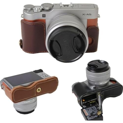 Genuine Cowhide Leather Half Body Camera Case cover For fujifilm XA5 XA20 X-A20 X-A3 X-A10 XA10 With Battery Opening