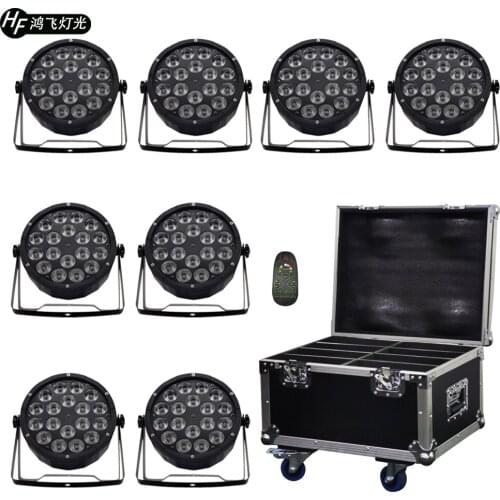 8 pieces / remote control 18x12w rgbw 4in1 led par light +1 pieces flight case stage dj dyeing lights