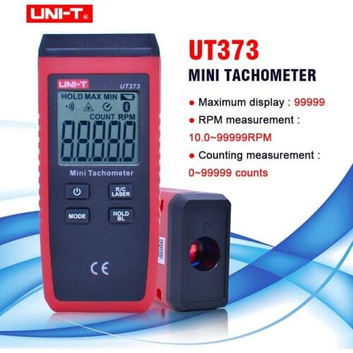 Uni-t Mini Digital Laser Tachometer Digital Rotation Speed UT373 Measuring Tester 10.0-9999.9 RPM Speed Test Odometer Km/h