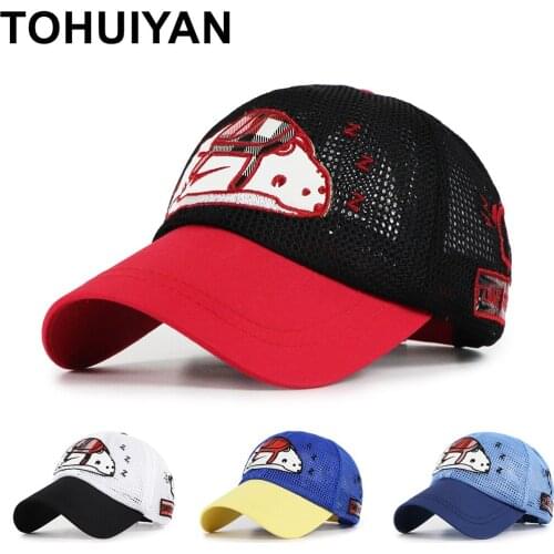2021 Lovely Cartoon Baseball Cap For Children Summer Breathable Mesh Trucker Caps Kids Fashion Hip Hop Hats Boys Girls Sun Caps