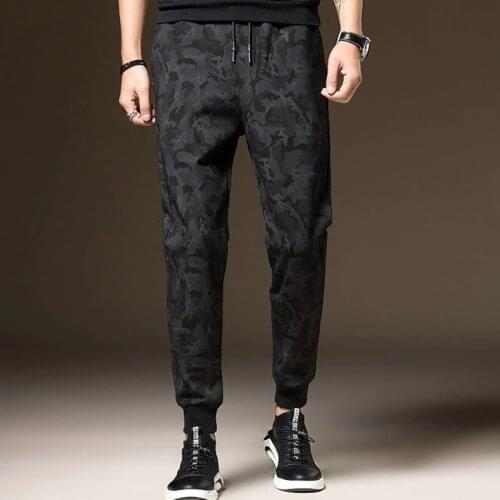 Spring Joggers Men Casual Loose Pencil Pants Slim Camouflage Black Patchwork Sweatpants Track Pants Ankle Length Trousers