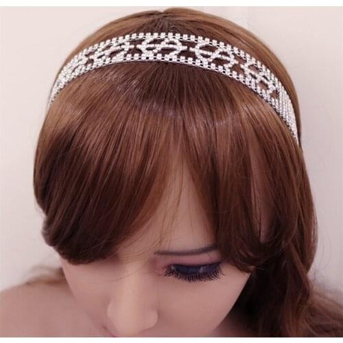 Bridal Rhinestone Elastic Hair Band Dollar Sign Head Chain Tiara Headbands for Women Hot Sale Wedding Hair Jewelry Accessories