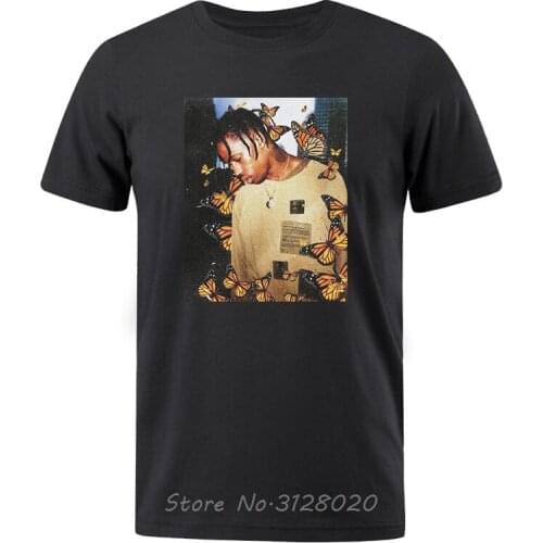Men T-Shirts Summer Travis Scott Butterfly T shirt Effect Rap Music Album Cover Short Sleeve Cotton men Casual Tee Tops T-shirt