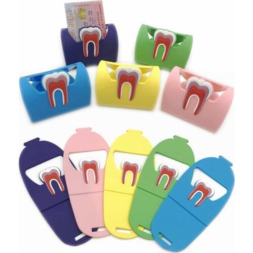 1pc Cute Dental Card Holder Colorful Rubber Teeth Molar Shape Phone Card Name Storage Dsiaply Stand For Clinic Dentist Gift