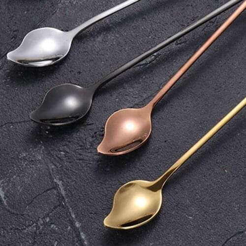 Long Handle Coffee Mixing Spoons Retro Dessert Ice Cream Spoons Titanium Gold Cutlery Kitchen Restaurant Tableware Supplies
