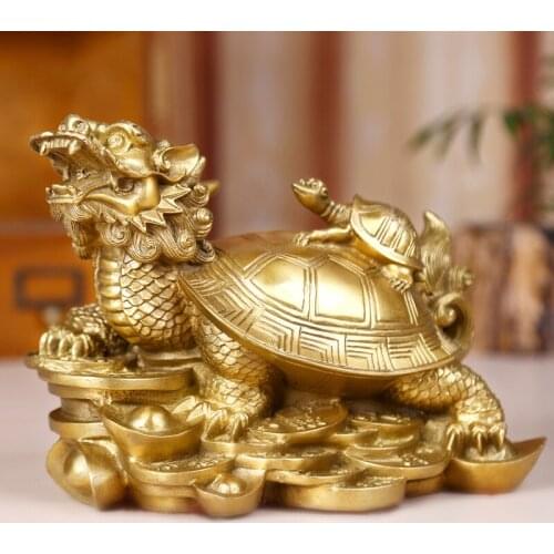 Copper Dragon Turtle Decoration Bagua Dragon-head Tortoise Mother and Child Turtle Lucky Home Handicraft Equipment Ornaments