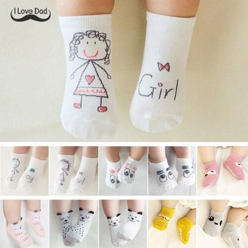 Cute Spring Autumn Baby Socks Newborn Cotton Baby Boys Girls Cute Toddler Asymmetry Anti-slip Socks for babies winter