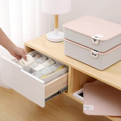 Multifunctional Storage Box Container Lid Bra Underwear Sock Storage Organizer Family Plastic Storage Box Stackable Holder Cover