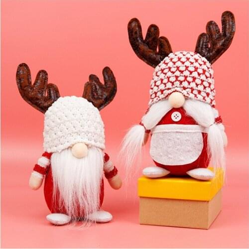 New Christmas Antlers Rudolf Elk Faceless Doll Dwarf Fine Doll Christmas Home Decoration Children Give Happy New Year 2022