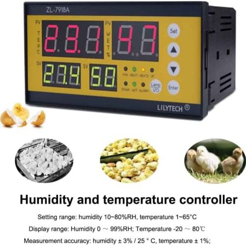 New ZL-7918A Digital Hatching Controller Poultry Egg Incubator Incubator Thermostat Temperature and Humidity Controller
