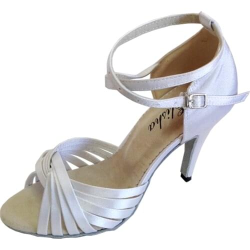 Hand-made Customized Heel Womens Latin Dance Shoe Salsa Open Toe Ballroom Wedding White Socials Party Dancing Sandals Shoes