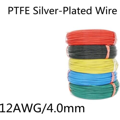 OD 3.60mm 12AWG PTFE Silver Plated Wire Insulated High Temperature Soft Electron Cable OFC Copper DIY Headphone Single Line