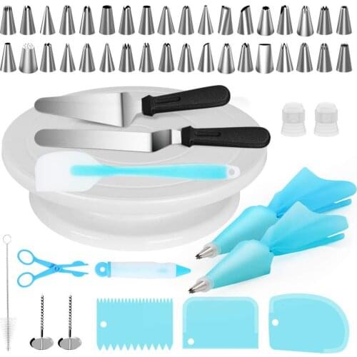 Factory Direct Sales 52-Piece Set Cake Turntable Pastry Tube Decorating Pouch Cream Piping Cookie Tools