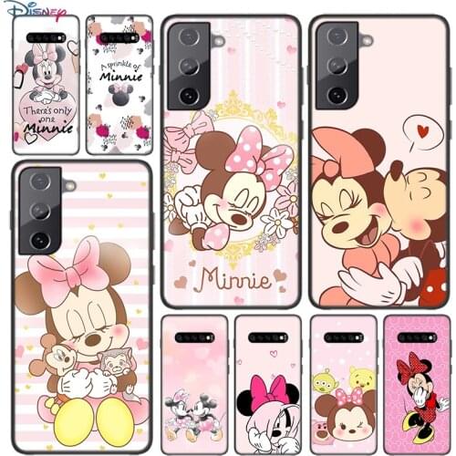 Pink Disney Minnie Soft Black Cover For Samsung Galaxy S21 S20 FE Ultra S10 S10e Lite S9 S8 S7 Edge Plus Phone Case