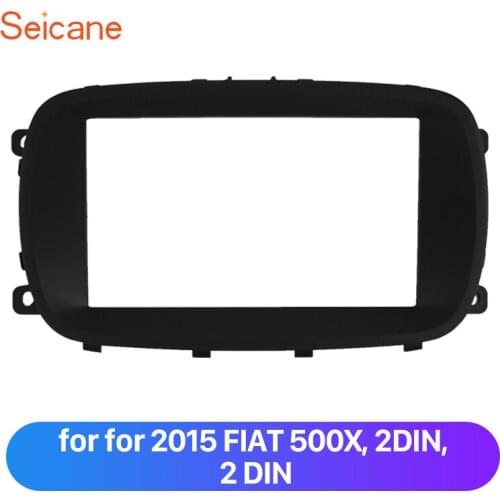 Seicane 173*98mm Black Color 2 Din Car Fascia Panel Plate Bezel Kit For 2015 FIAT 500X Dash Adaptor Trim Frame OEM Style No Gap