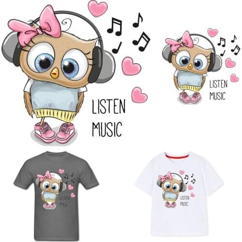 Owl Patch Iron-on Transfers for Clothing Thermoadhesive Patches Ironing Stickers Diy Cute Patch Flex Fusible Transfer Stripe