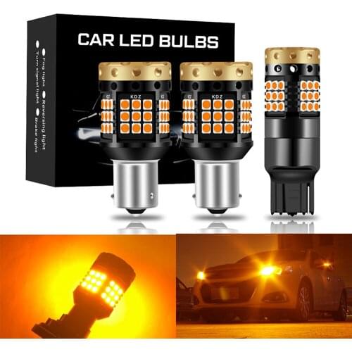 2pcs BA15S P21W BAU15S PY21W No Hyper Flash W21W WY21W 7440 7440NA LED Turn Signal Light Bulbs Canbus Error Free Car Lamp Amber