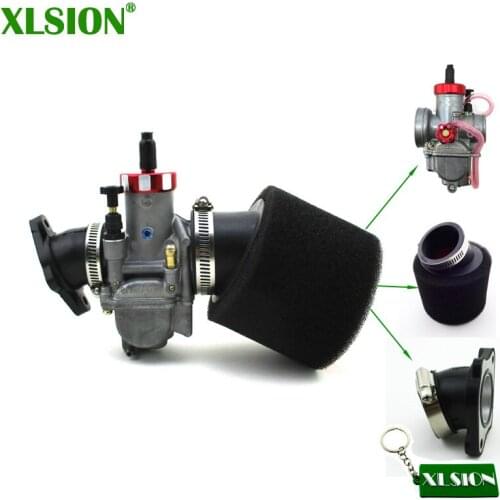 XLSION PE28 Racing Carburetor Intake Manifold Air Filter For CG CB Dirt Bike Motocross ATV Quad Motor