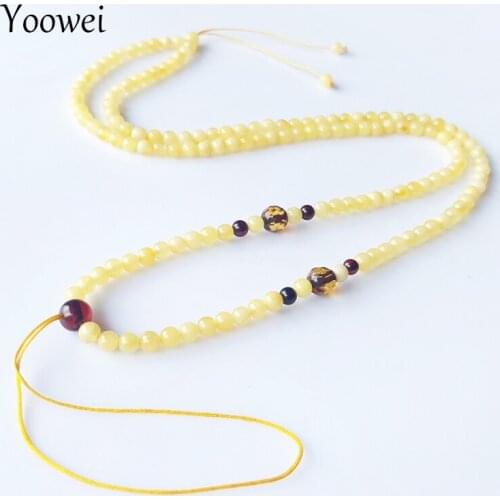Yoowei 3.6mm Amber Necklace Wholesale Genuine Round Small Beads 100% Original Natural Baltic Honey Amber Women Jewelry Supplies