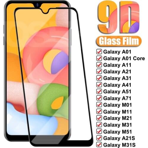 9D Protective Glass For Samsung Galaxy A01 A11 A21 A31 A41 A51 A71 Tempered Glass Samsung M01 M11 M21 M31 M51 Screen Protector