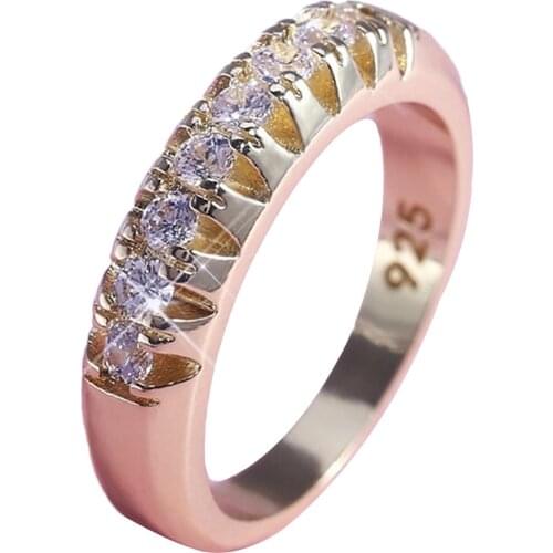 Women Fashion Ring Korean Style Ssimple Popular Geometric Single Row Zircon Round Ring for Female Wedding BirthdayJewelry Gift