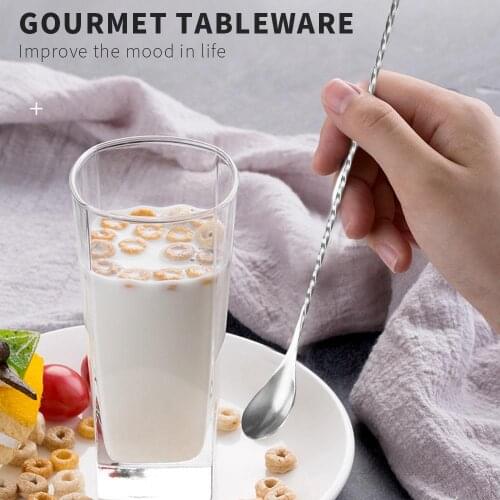 Bar Spoon Mixing Stainless Steel Stirring Spoon DIY Soup Long Attractive Spiral Design Milk Tea Coffee Creativity 1PCS