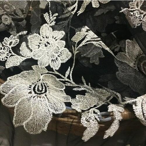 140*100cm black lady shirt prom Dress Applique DIY Headdress scarf veil Embroidered Fabric Patch curtain free shipping