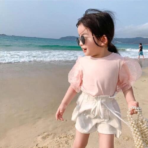 2020 Baby Girl Fashion Clothing Cotton puff sleeve T-shirt Clothes Children Party Birthday Wear