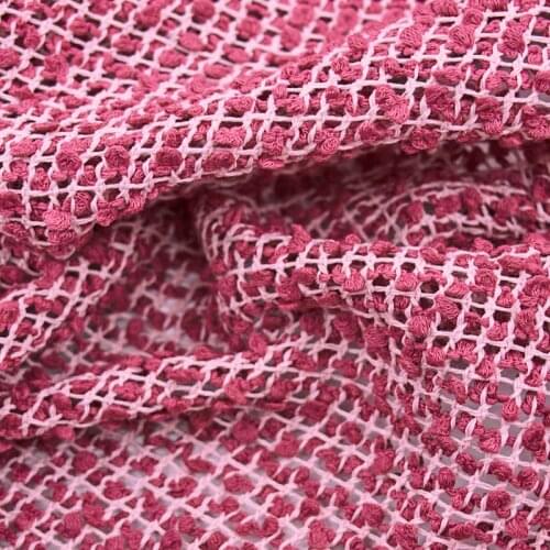 2021 Hollow Out Pink Jacquard Plaid Tweed Fabric For Coat Telas Por Metro Tissus Au MÈTre Ткань Для Шитья Sewing By The Yard Diy